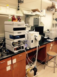 A LC/MS with diode array machinery on a lab table