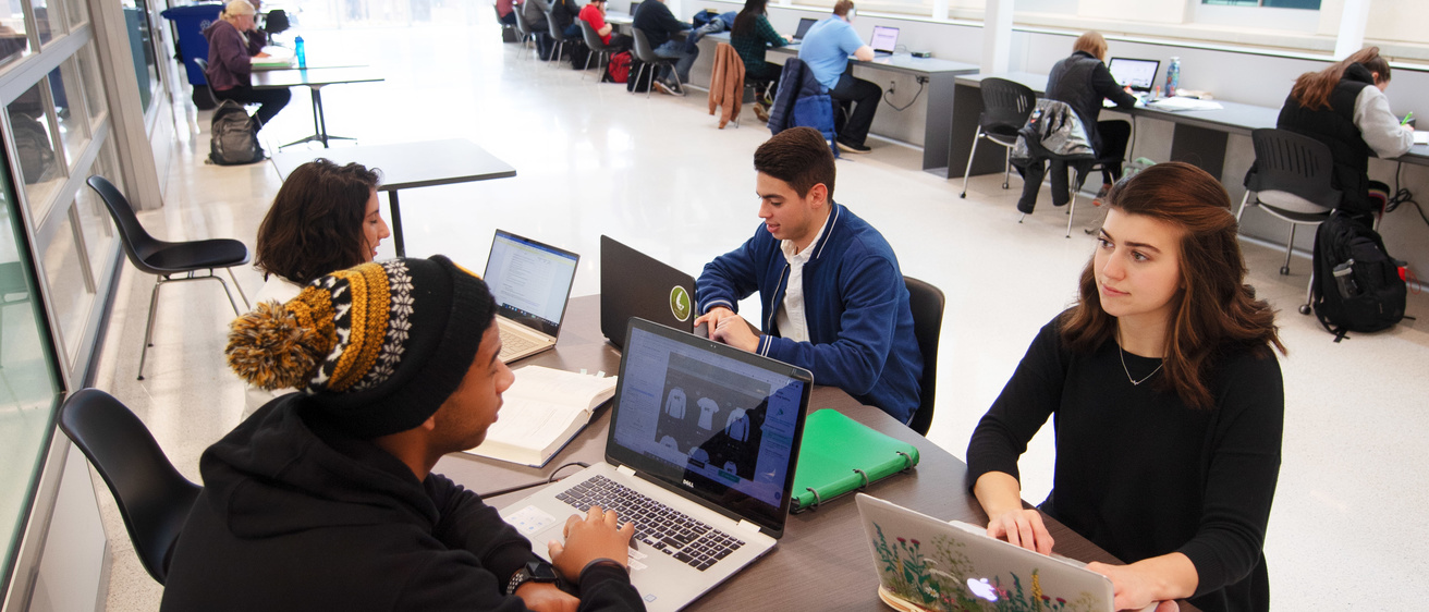 Students study at a table